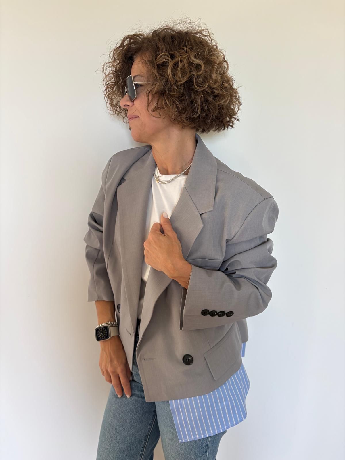BLAZER CON DETTAGLIO A CONTRASTO