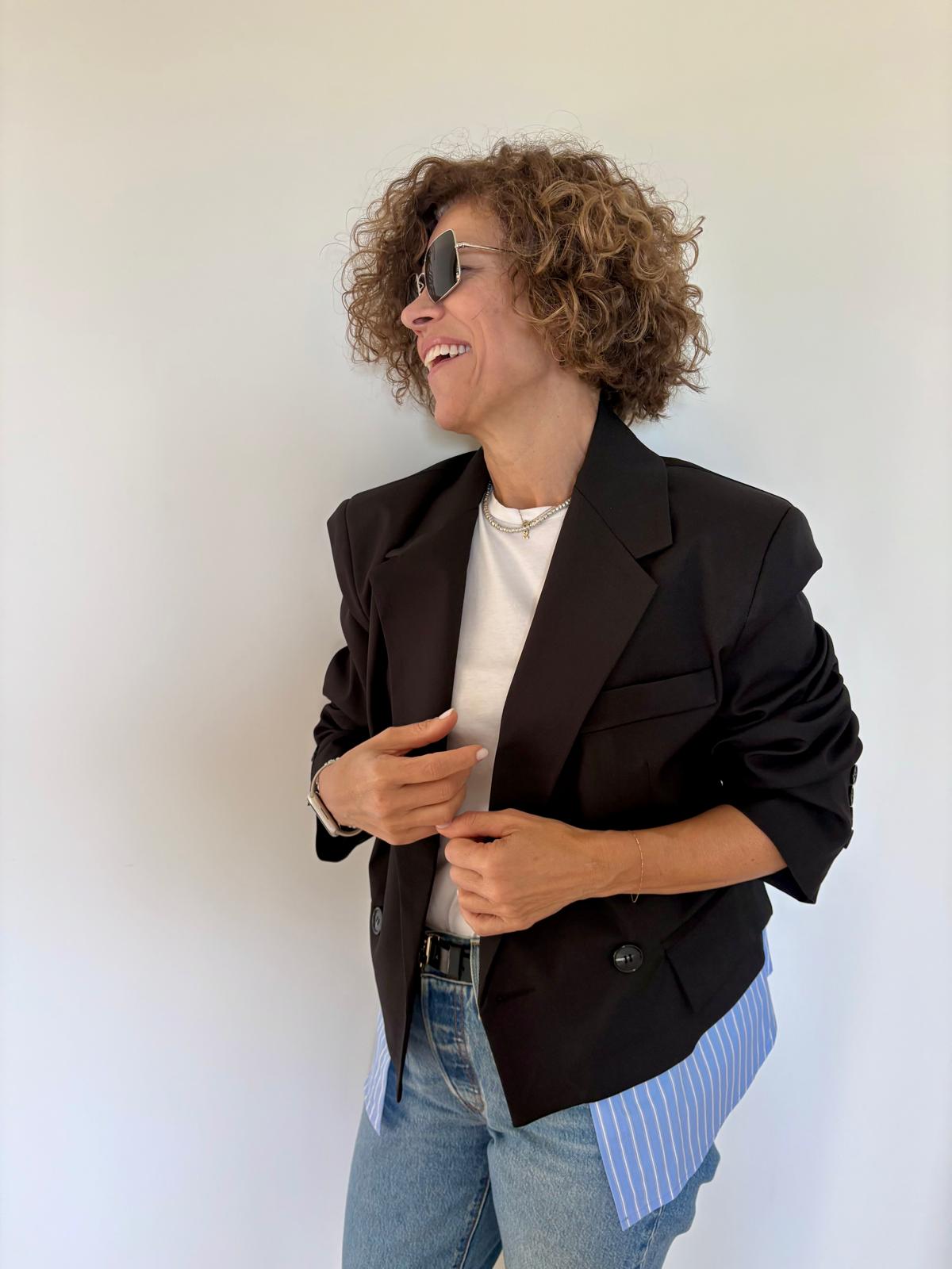 BLAZER CON DETTAGLIO A CONTRASTO
