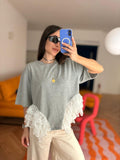 T-SHIRT CON DETTAGLIO PIZZO