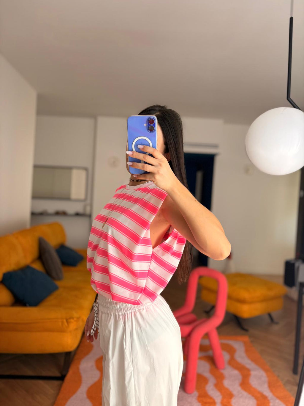 T-SHIRT A RIGHE FLUO