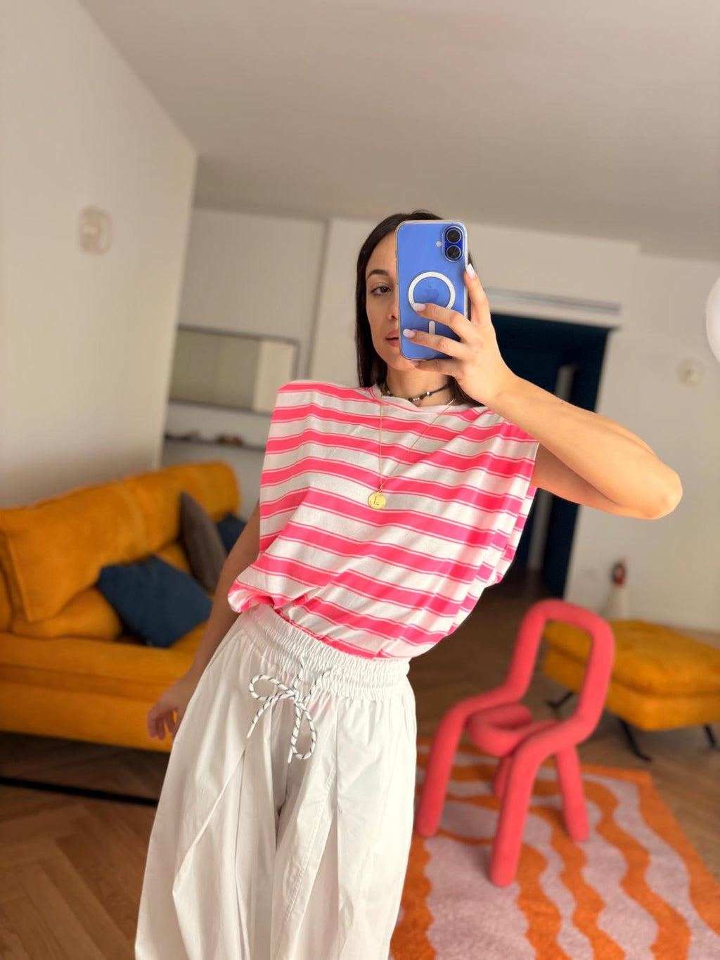 T-SHIRT A RIGHE FLUO