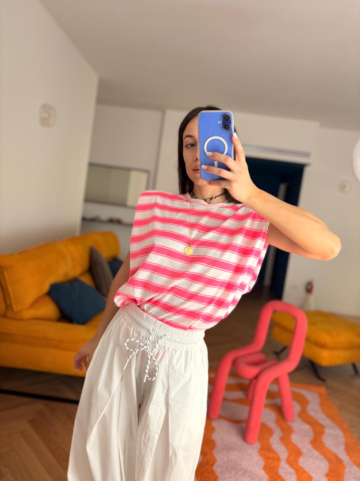 T-SHIRT A RIGHE FLUO