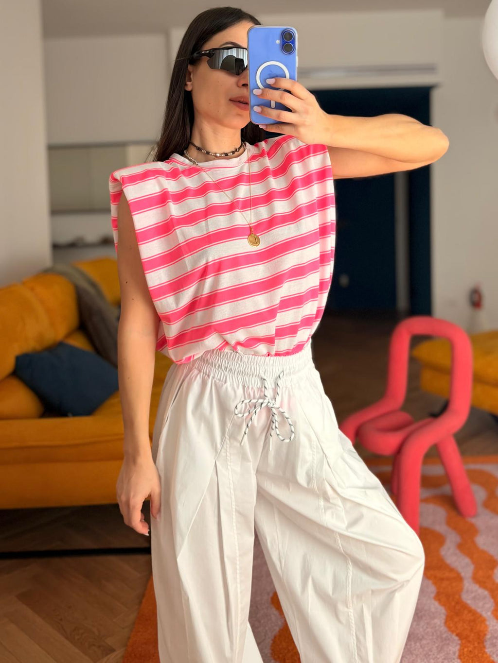 T-SHIRT A RIGHE FLUO