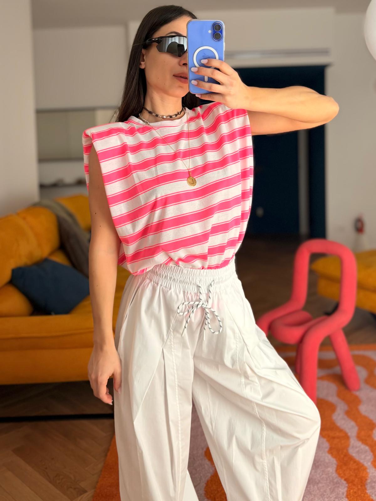 T-SHIRT A RIGHE FLUO